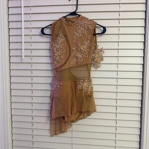 LA Designs Nude Rhinestone Dance Costume w/ Headpiece Custom